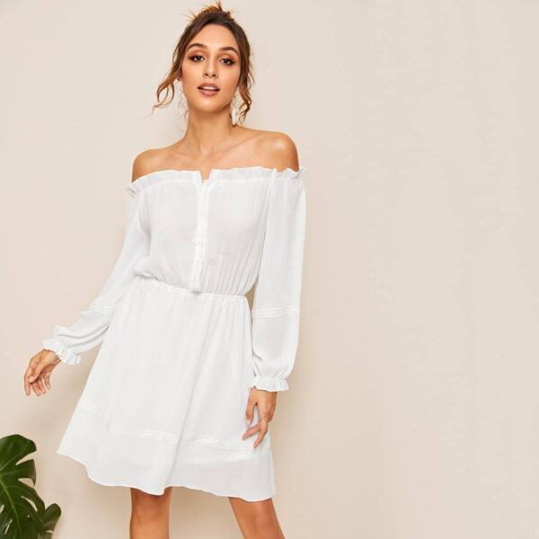 

Bardot Elastic Waist Solid Dress, White
