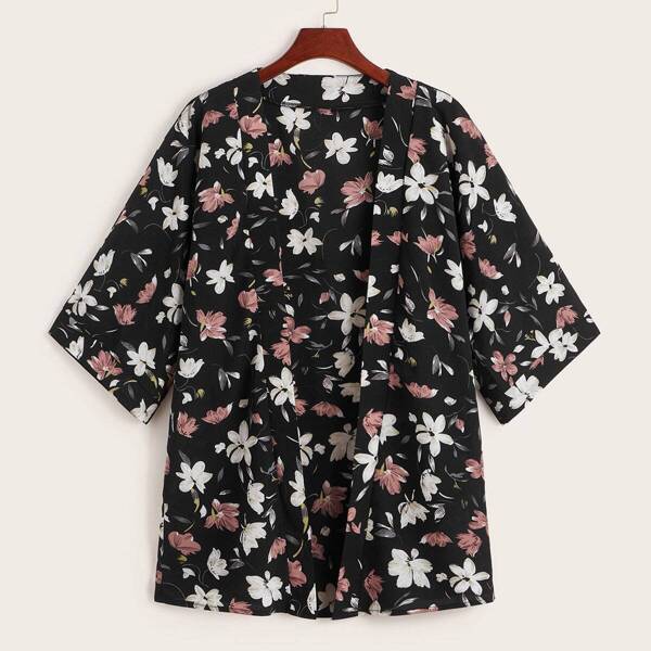 

Floral Print Open Front Kimono