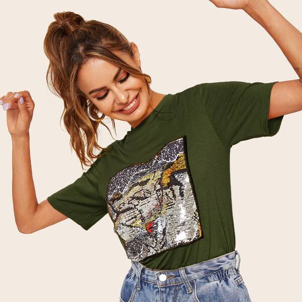 

Figure Sequin Panel Tee