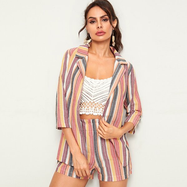 

Striped Blazer With Shorts, Multicolor