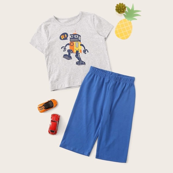 

Boys Cartoon Print Pajama Set, Multicolor