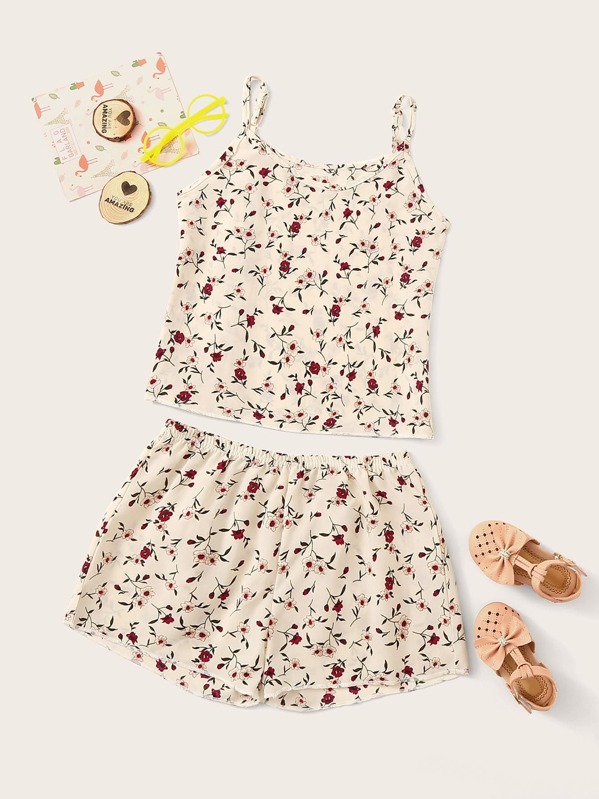 

Girls Floral Print Cami PJ Set, Multicolor