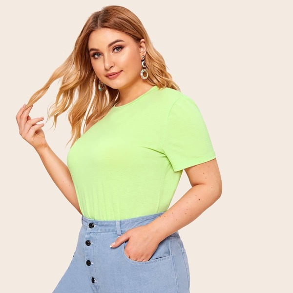 

Plus Neon Lime Solid Tee