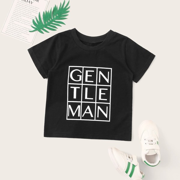 

Toddler Boys Letter Graphic Tee, Black