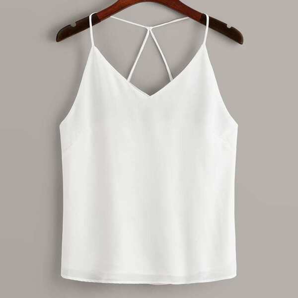 

Plus Criss Cross Cami Top, White