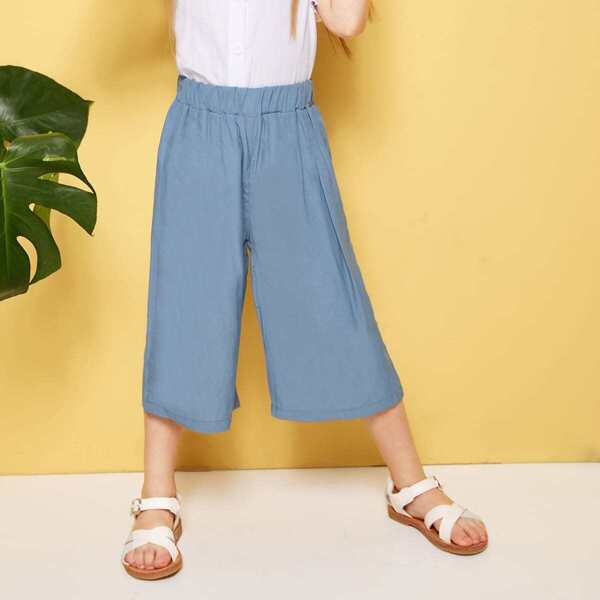 

Toddler Girls Elastic Waist Wide Leg Capris Pants