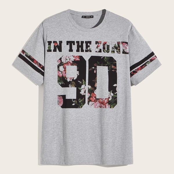 

Men Mixed Print Tee, Grey