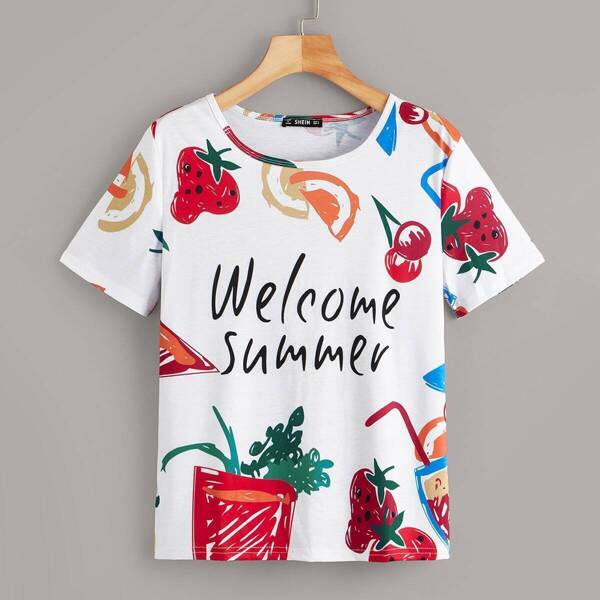 

Letter & Fruit Print Tee