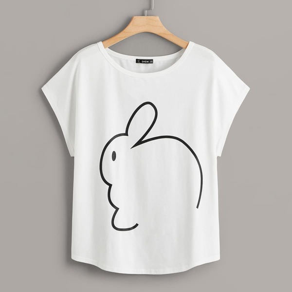 

Plus Rabbit Cartoon Print Tee
