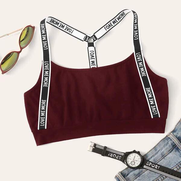 

Letter Print Halter Neck Top