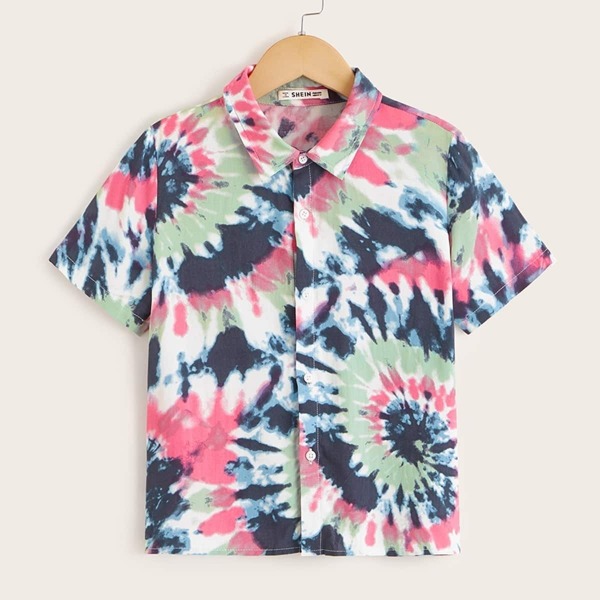 

Boys Button Front Tie Dye Shirt, Multicolor