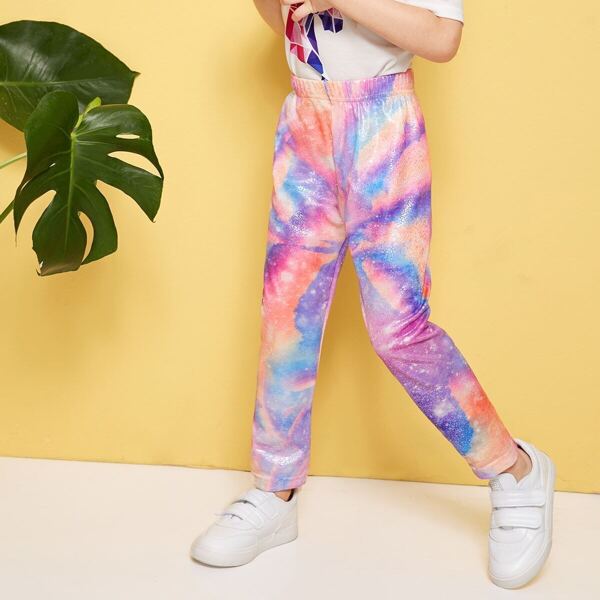 

Toddler Girls Sparkly Glitter Tie Dye Pants, Multicolor