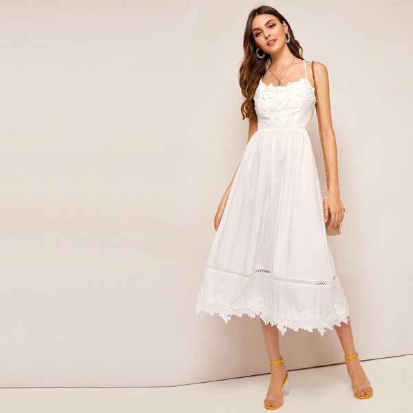 

Contrast Lace Cami Dress, White