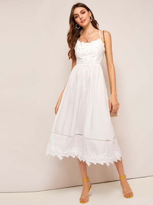 

Contrast Lace Cami Dress, White, Barbara C