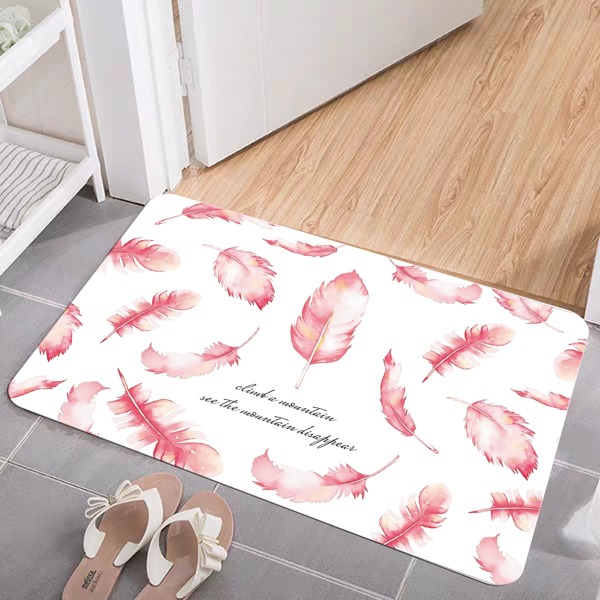 

Feather Print Floor Mat, Multicolor
