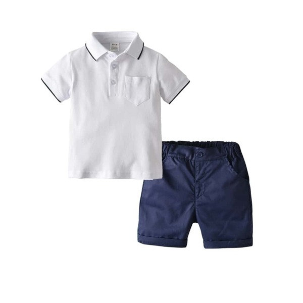 

Toddler Boys Contrast Piping Trim Shirt & Shorts