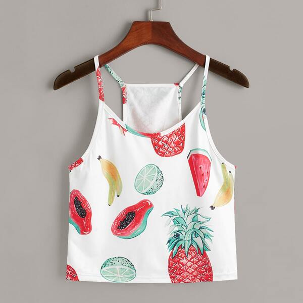 

Fruits Print Cami Top, Multicolor