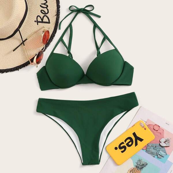 

Harness Bustier Halter Top With Cheeky Bikini