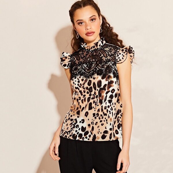 

Lace Detail Leopard Print Blouse