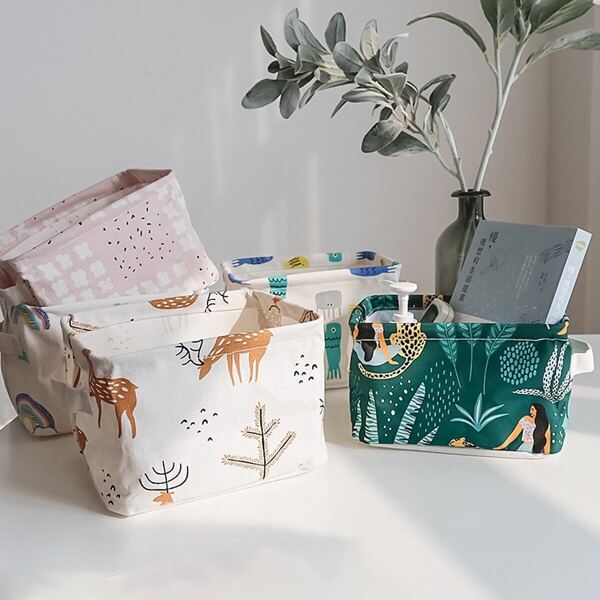 

Random Plant Print Desktop Storage Basket 1pc
