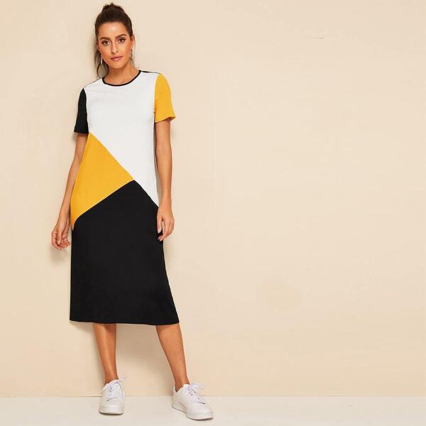 

Colorblock Tunic Dress, Multicolor
