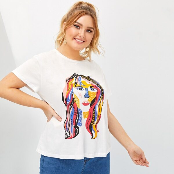 

Plus Colorblock Figure Print Top