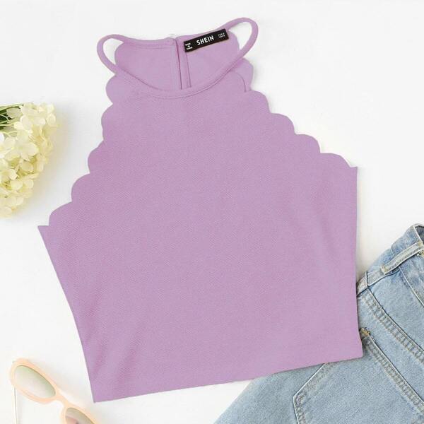 

Scallop Trim Halter Top
