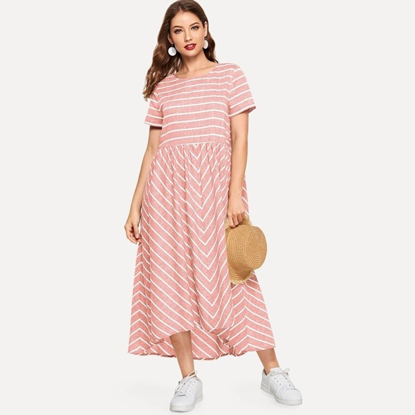 

Striped Smock Dress, Pink