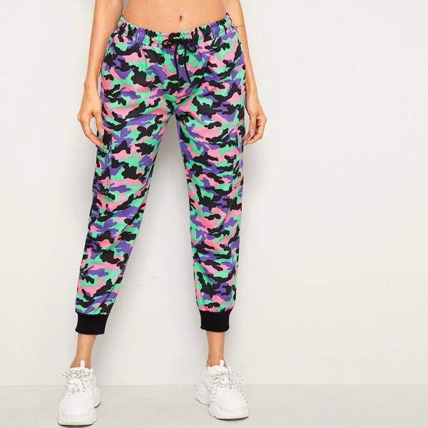 

Camouflage Drawstring Waist Cargo Jeans