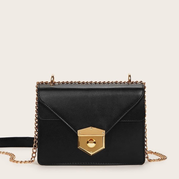 Metal Lock Detail Chain Bag