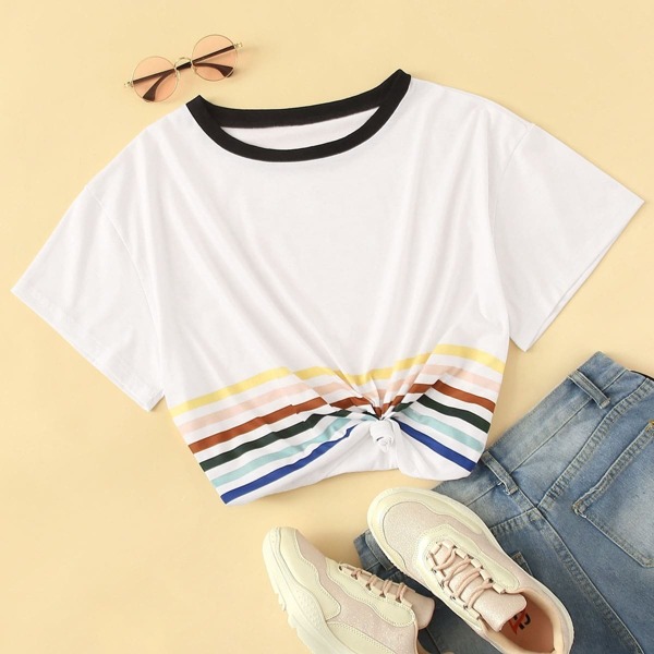 

Plus Striped Crop Tee