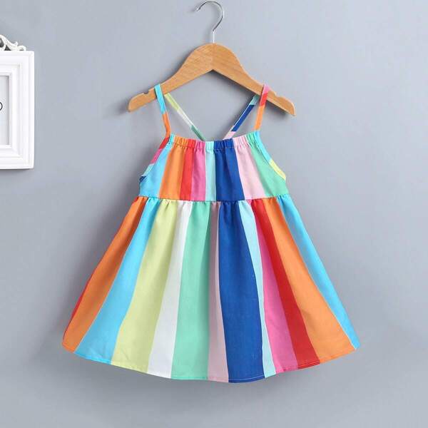

Toddler Girls Rainbow Stripe Cami Dress, Multicolor