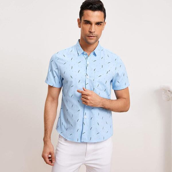 

Men Feather Print Shirt