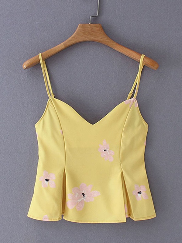 

Топ на бретелях с цветочным принтом, null