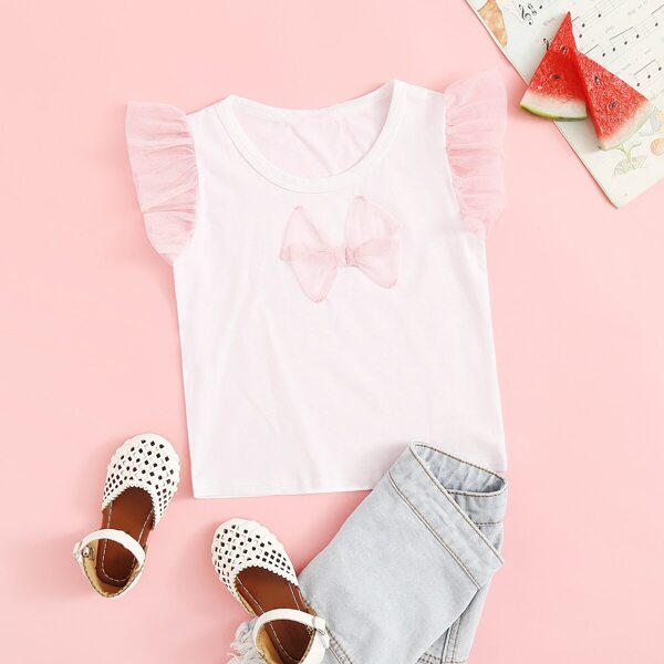 

Toddler Girls Contrast Trim Bow Front Top