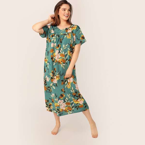 

Plus Floral Print Tunic Night Dress