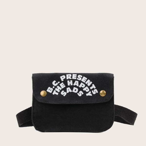 

Girls Letter Print Canvas Bag
