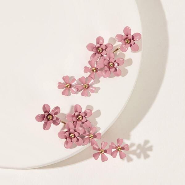 

Floral Detail Bar Stud Earring 1pair