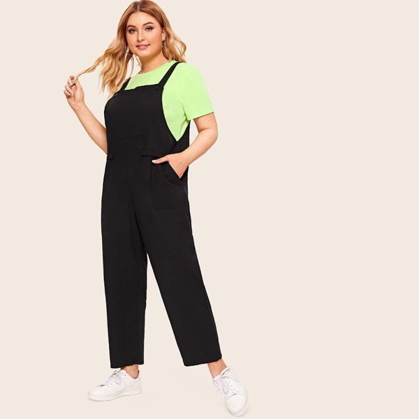 

Plus Pocket Side Solid Jumpsuit, Black