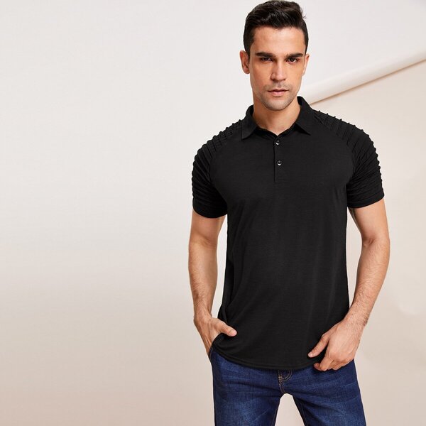 

Men Raglan Sleeve Solid Polo Shirt
