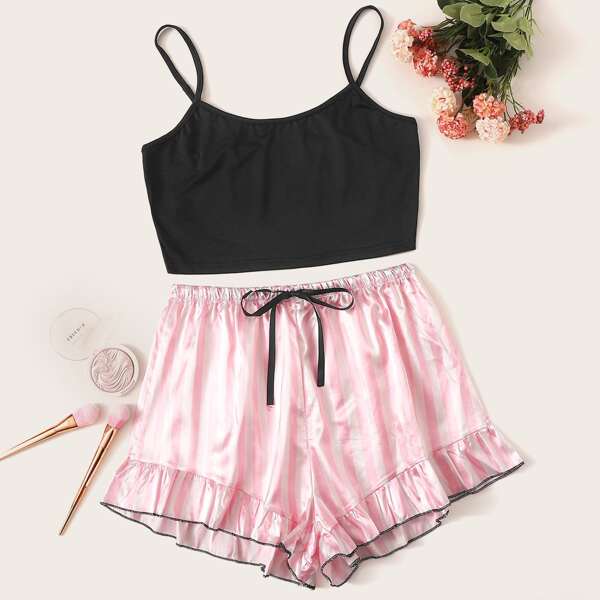 

Cami Top & Satin Striped Shorts PJ Set