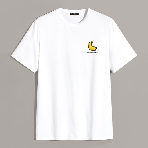

Men Banana & Letter Print Tee