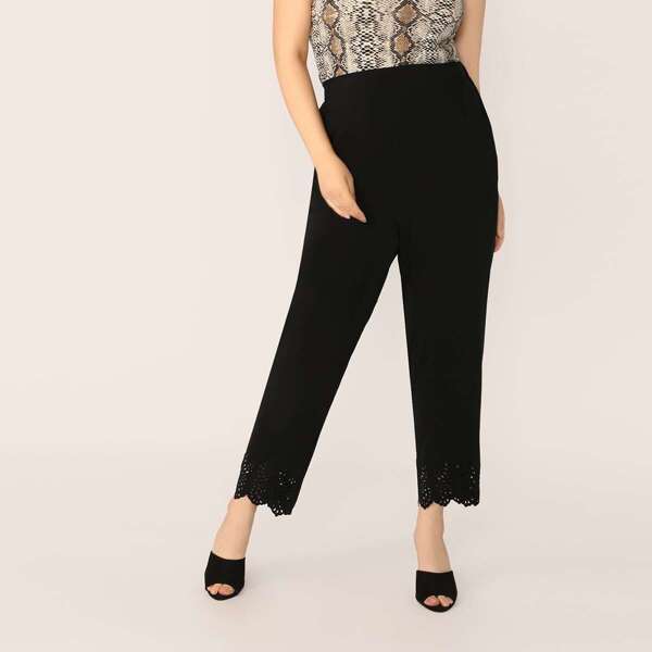 

Plus Laser Cut Hem Solid Pants