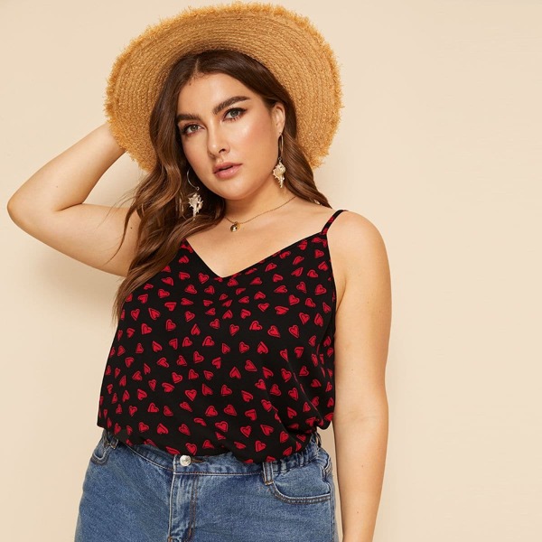 

Plus Heart Print Cami Top