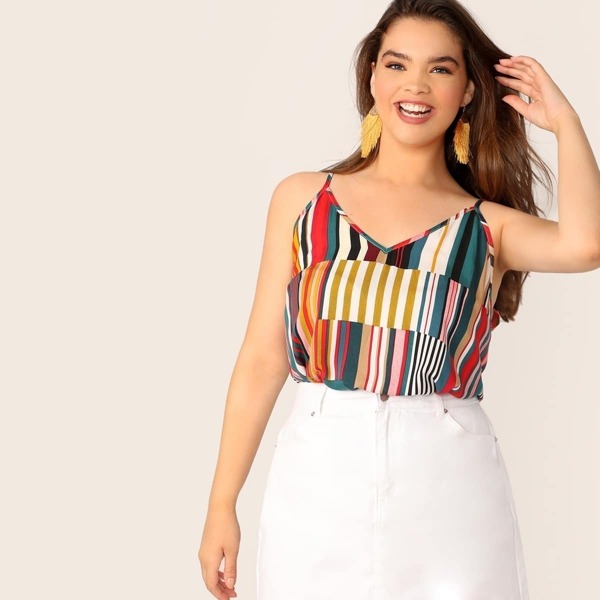

Plus Colorblock Striped Cami Top, Multicolor