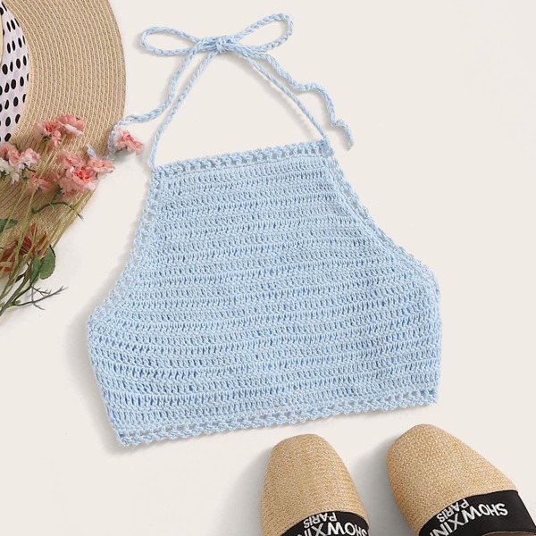 

Self Tie Crocheted Halter Top
