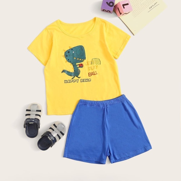 

Toddler Boys Dinosaur Print Pajama Set
