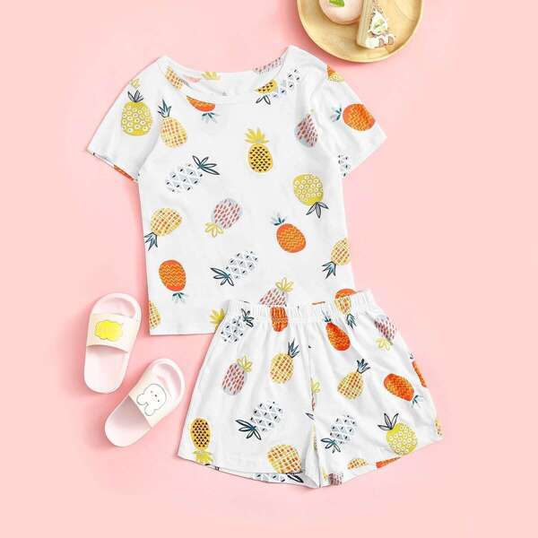 

Toddler Girls Pineapple Print Pajama Set, Multicolor