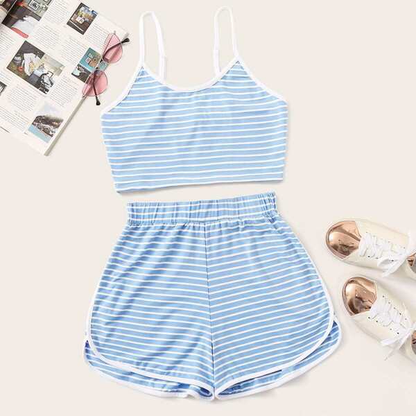 

Stripe Cami Top & Dolphin Shorts, Blue