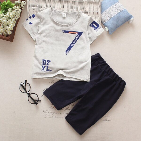 

Toddler Boys Letter Print Tee & Pants